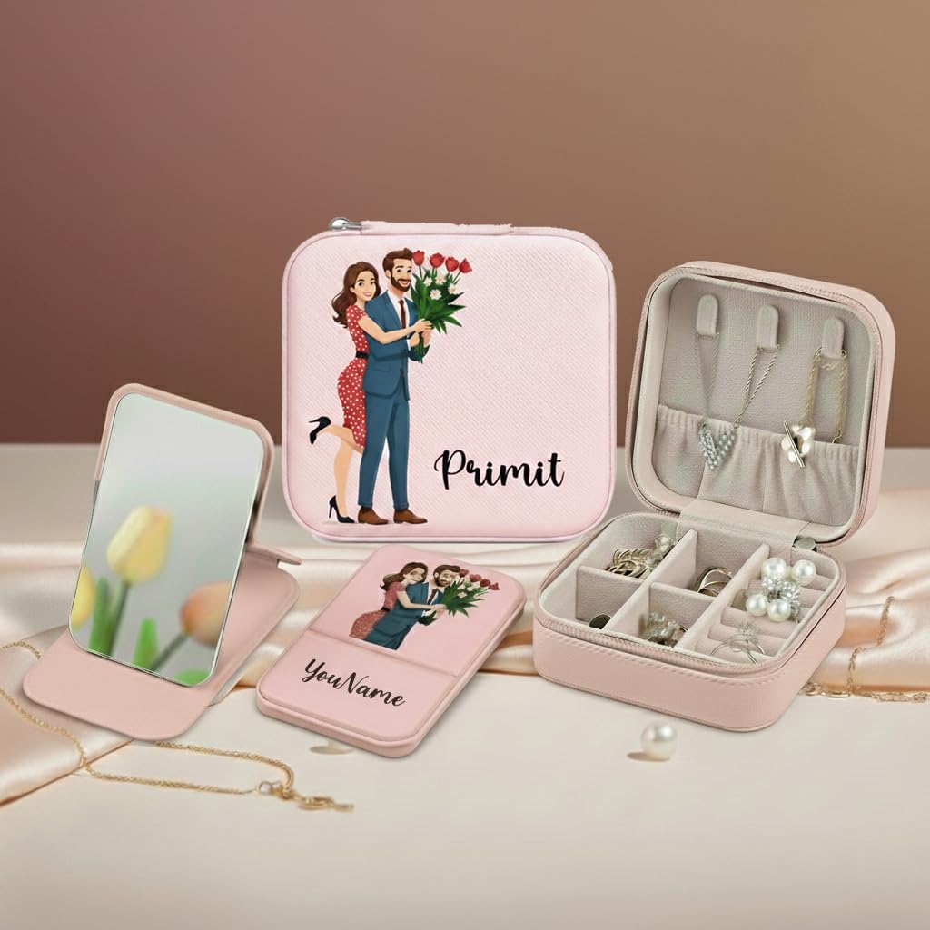 PRIMIT Personalized Couple Jewelry Organizer Box with Name